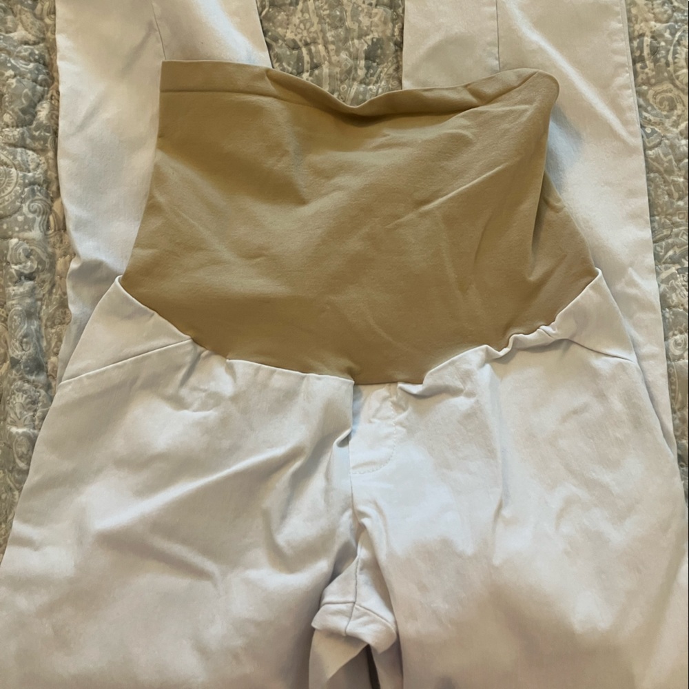 White Maternity work pants - size large - full panel